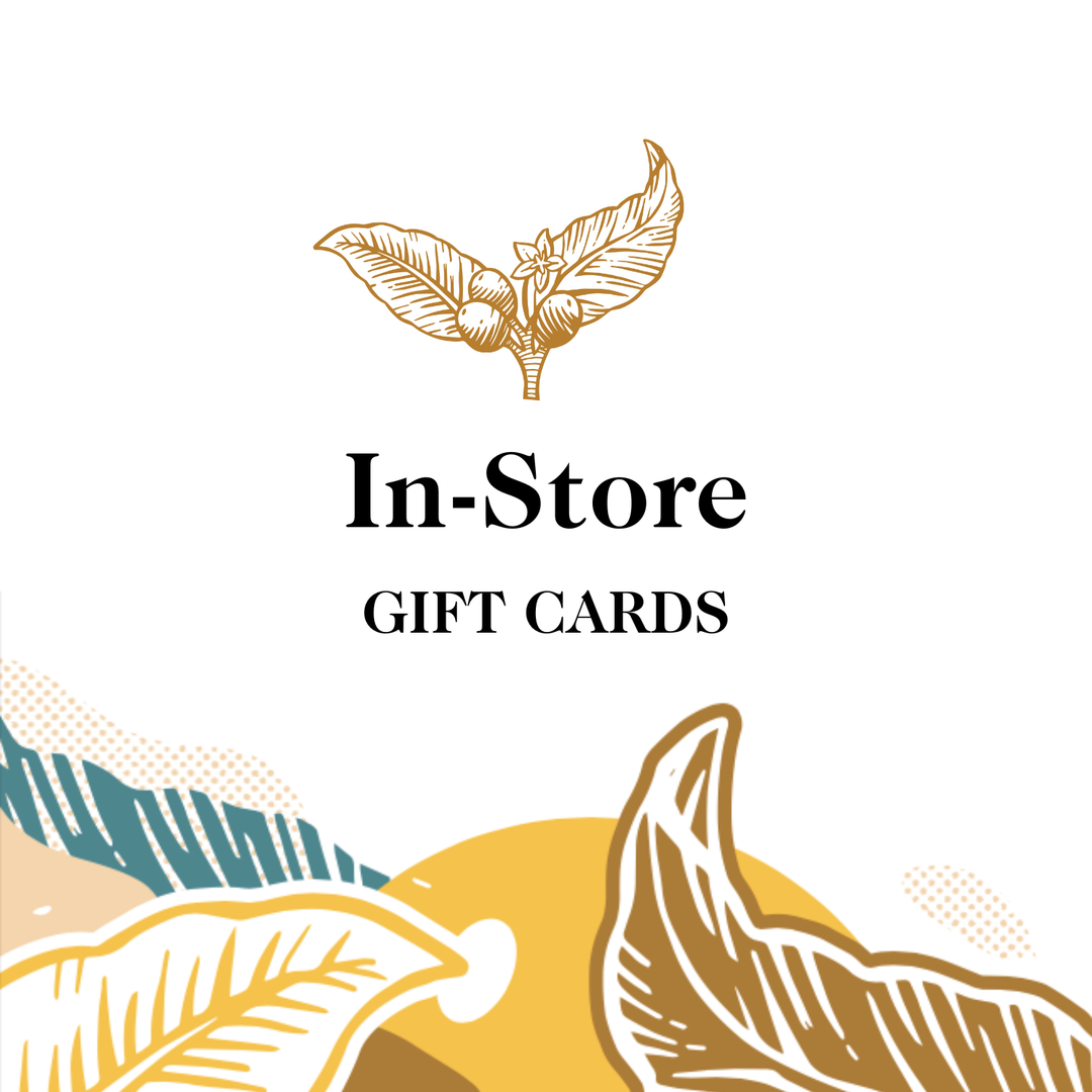 In-store gift cards on a white background