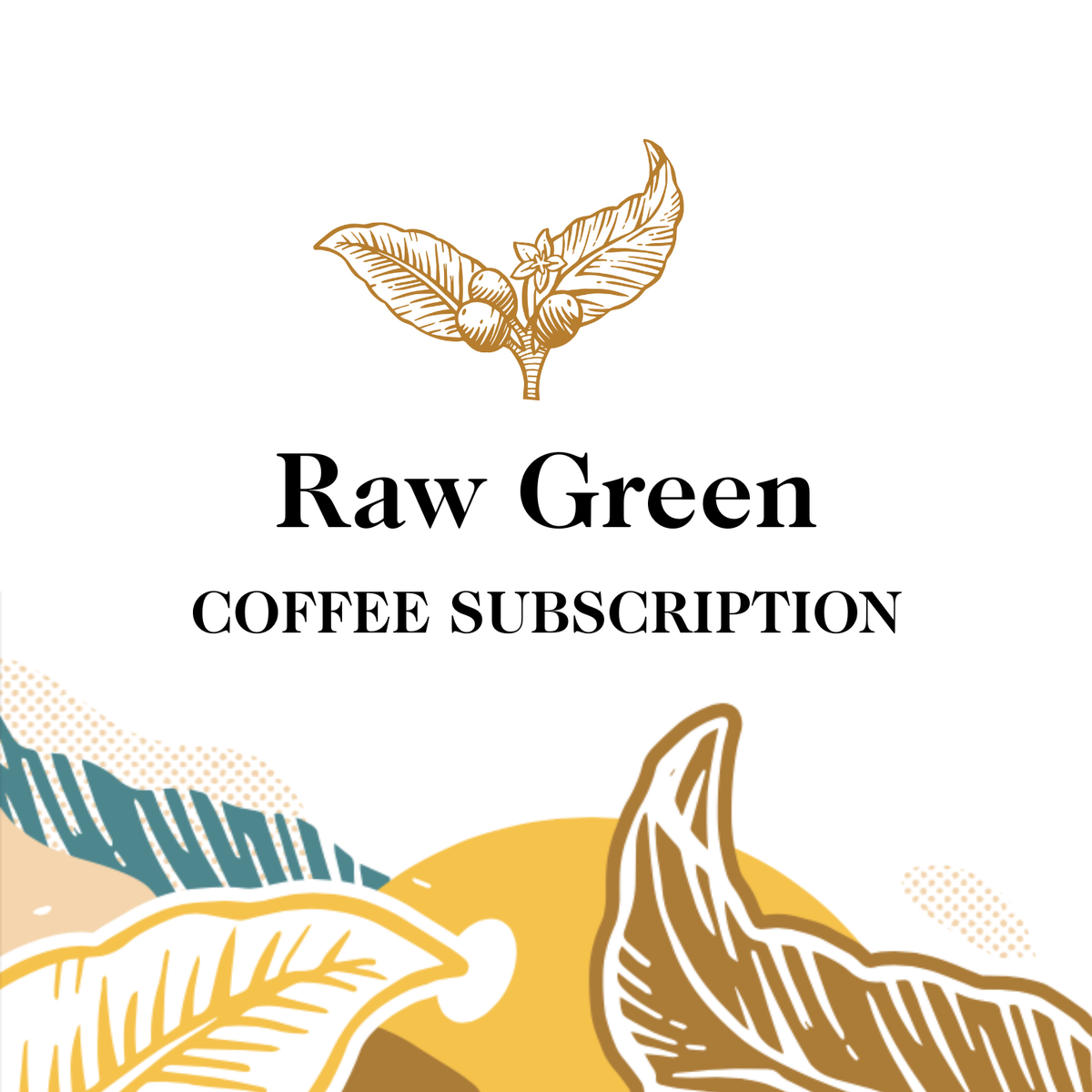 Transcend Coffee's Raw Green coffee subscription logo with leaf designs on a white background