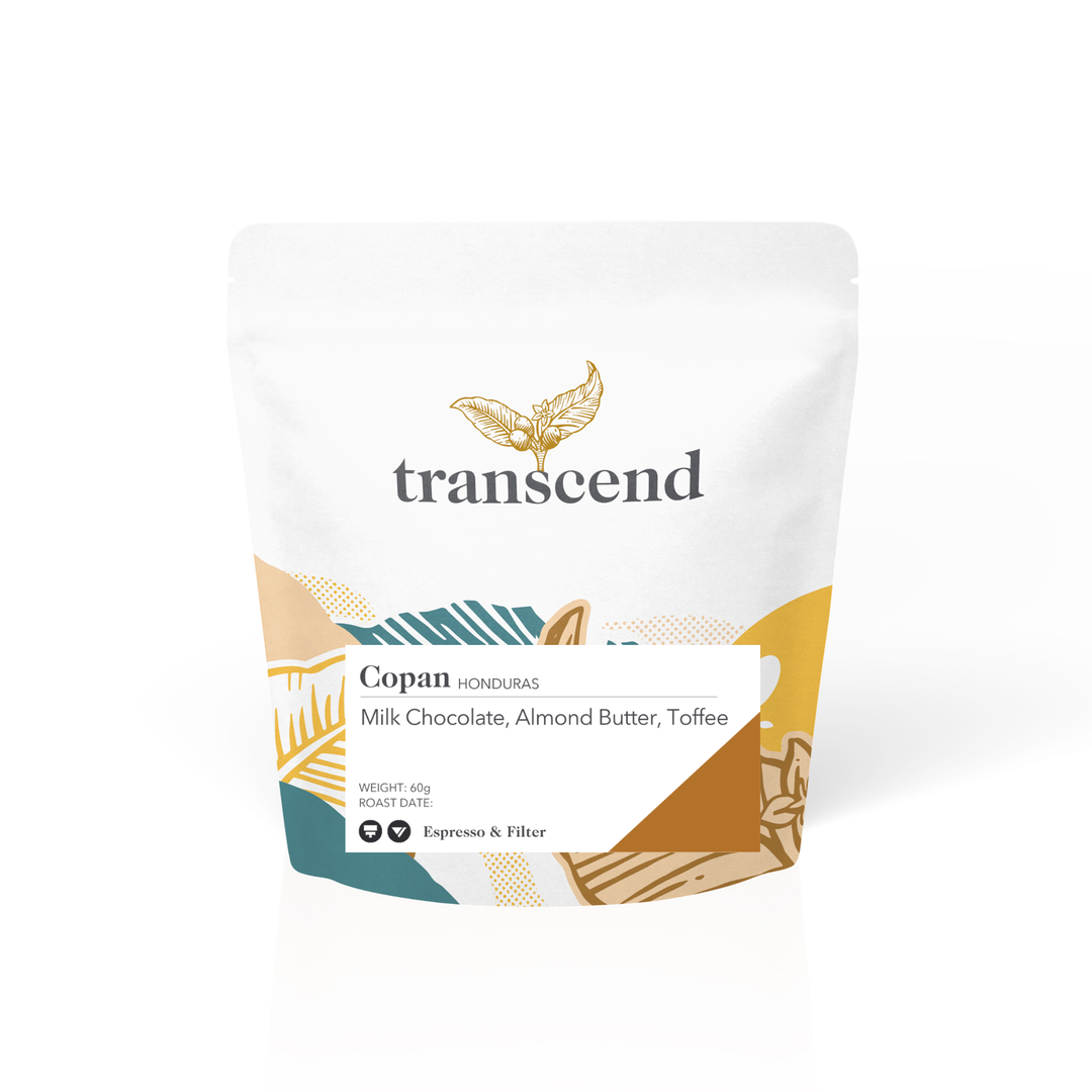 A bag of Transcend Coffee 60g Copan.